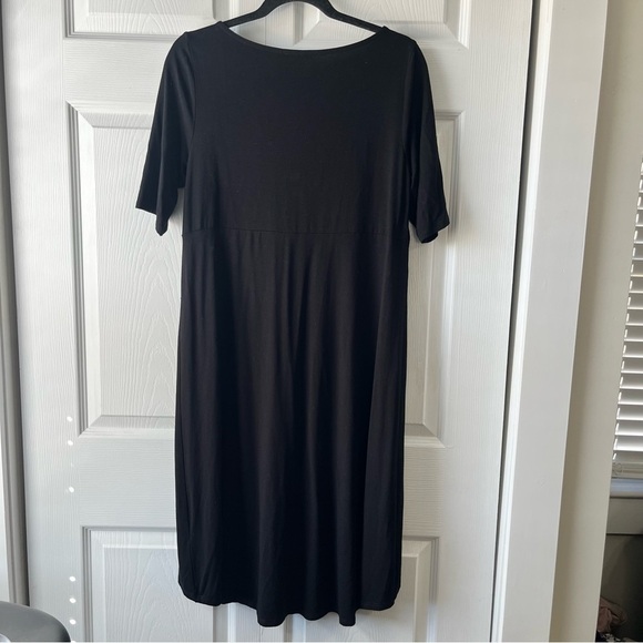 EILEEN FISHER Size Medium Jersey MIDI Dress High-Low Hem Viscose Spandex - Picture 4 of 5